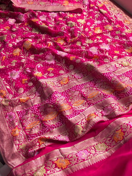 Pure Khaddi Georgette Saree with Meena Banarasi Weaving