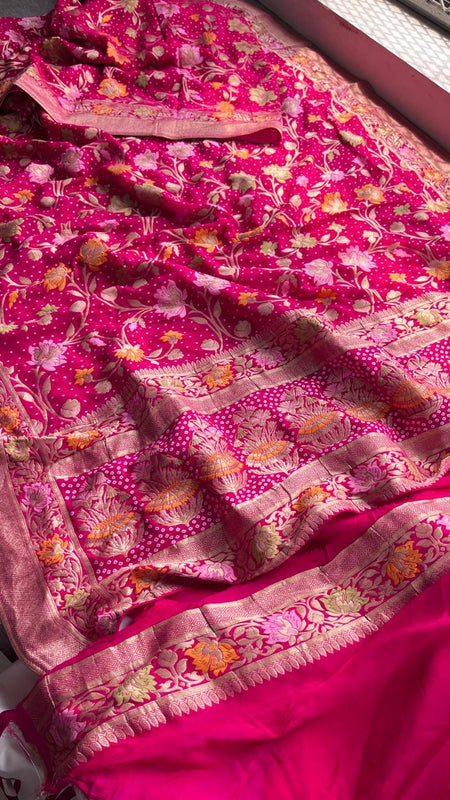 Pure Khaddi Georgette Saree with Meena Banarasi Weaving