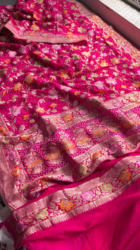 Pure Khaddi Georgette Saree with Meena Banarasi Weaving