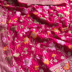 Pure Khaddi Georgette Saree with Meena Banarasi Weaving