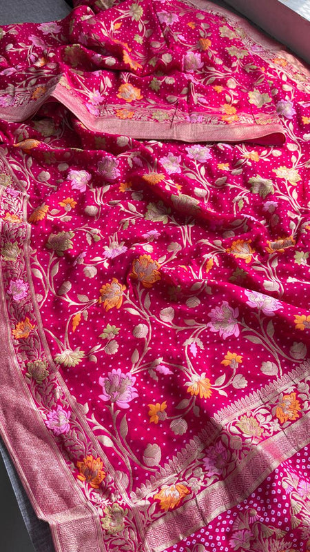 Pure Khaddi Georgette Saree with Meena Banarasi Weaving