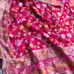 Pure Khaddi Georgette Saree with Meena Banarasi Weaving