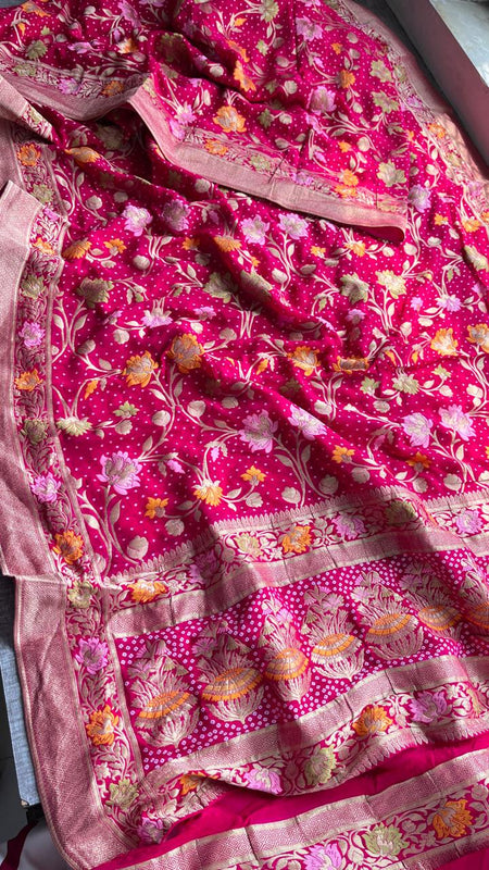 Pure Khaddi Georgette Saree with Meena Banarasi Weaving