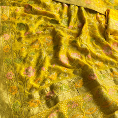 Pure Khaddi Georgette Saree with Meena Banarasi Weaving