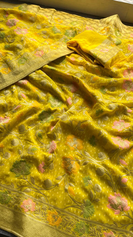 Pure Khaddi Georgette Saree with Meena Banarasi Weaving