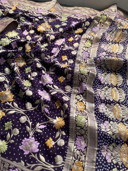 Pure Khaddi Georgette Saree with Meena Banarasi Weaving