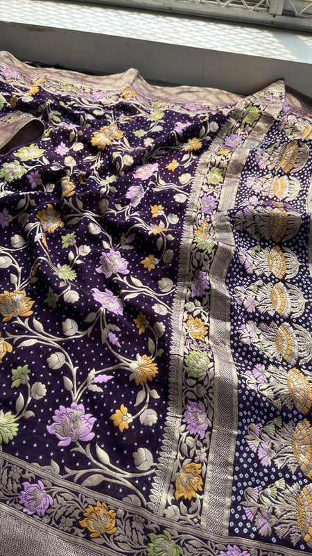 Pure Khaddi Georgette Saree with Meena Banarasi Weaving