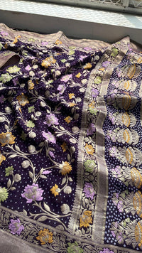Pure Khaddi Georgette Saree with Meena Banarasi Weaving
