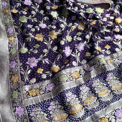 Pure Khaddi Georgette Saree with Meena Banarasi Weaving