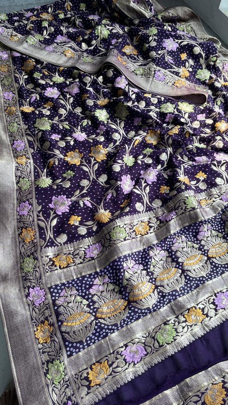 Pure Khaddi Georgette Saree with Meena Banarasi Weaving