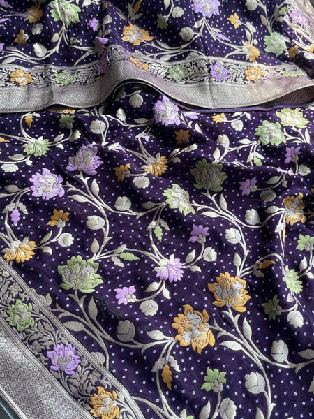 Pure Khaddi Georgette Saree with Meena Banarasi Weaving