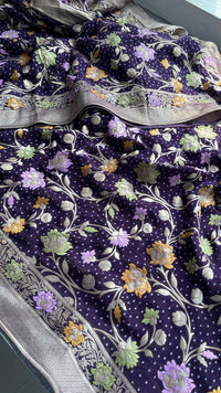 Pure Khaddi Georgette Saree with Meena Banarasi Weaving