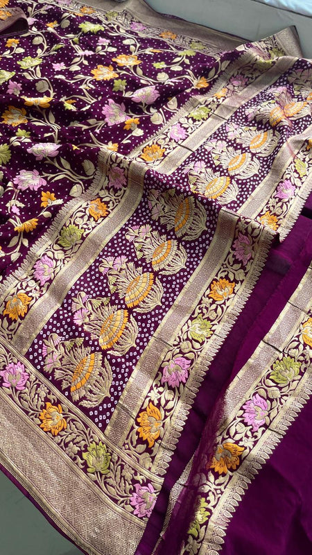 Pure Khaddi Georgette Saree with Meena Banarasi Weaving