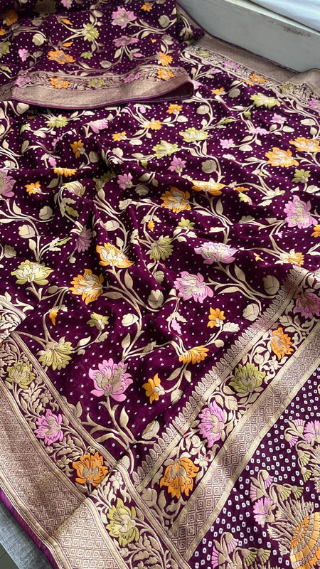 Pure Khaddi Georgette Saree with Meena Banarasi Weaving