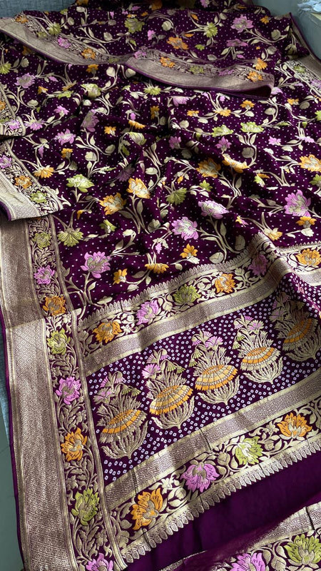 Pure Khaddi Georgette Saree with Meena Banarasi Weaving