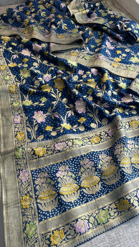 Pure Khaddi Georgette Saree with Meena Banarasi Weaving