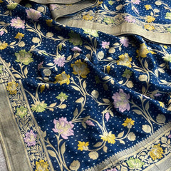 Pure Khaddi Georgette Saree with Meena Banarasi Weaving