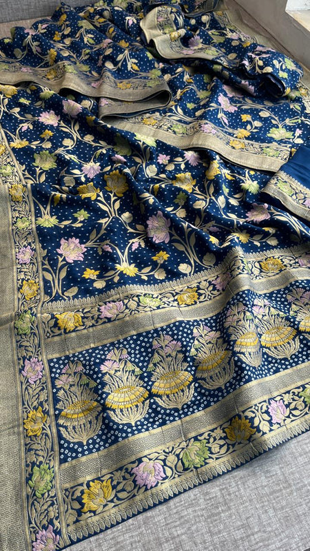 Pure Khaddi Georgette Saree with Meena Banarasi Weaving