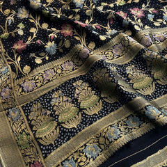 Pure Khaddi Georgette Saree with Meena Banarasi Weaving
