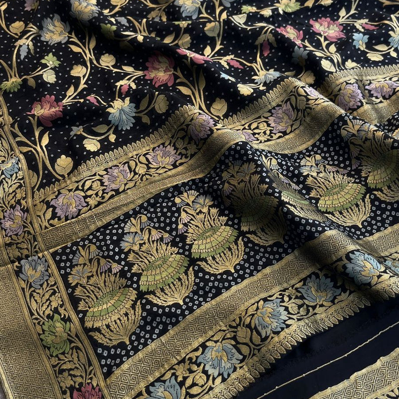 Pure Khaddi Georgette Saree with Meena Banarasi Weaving