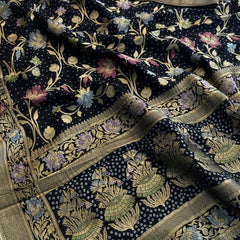 Pure Khaddi Georgette Saree with Meena Banarasi Weaving