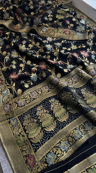 Pure Khaddi Georgette Saree with Meena Banarasi Weaving