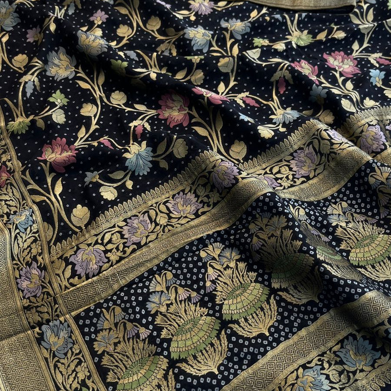Pure Khaddi Georgette Saree with Meena Banarasi Weaving