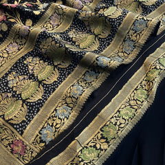 Pure Khaddi Georgette Saree with Meena Banarasi Weaving