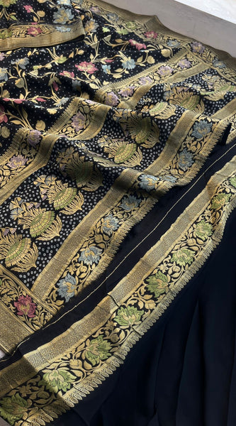 Pure Khaddi Georgette Saree with Meena Banarasi Weaving