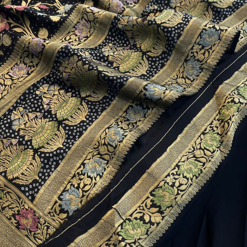Pure Khaddi Georgette Saree with Meena Banarasi Weaving