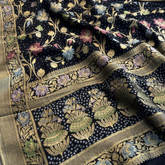 Pure Khaddi Georgette Saree with Meena Banarasi Weaving