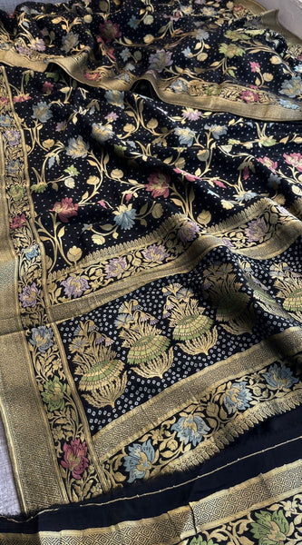 Pure Khaddi Georgette Saree with Meena Banarasi Weaving
