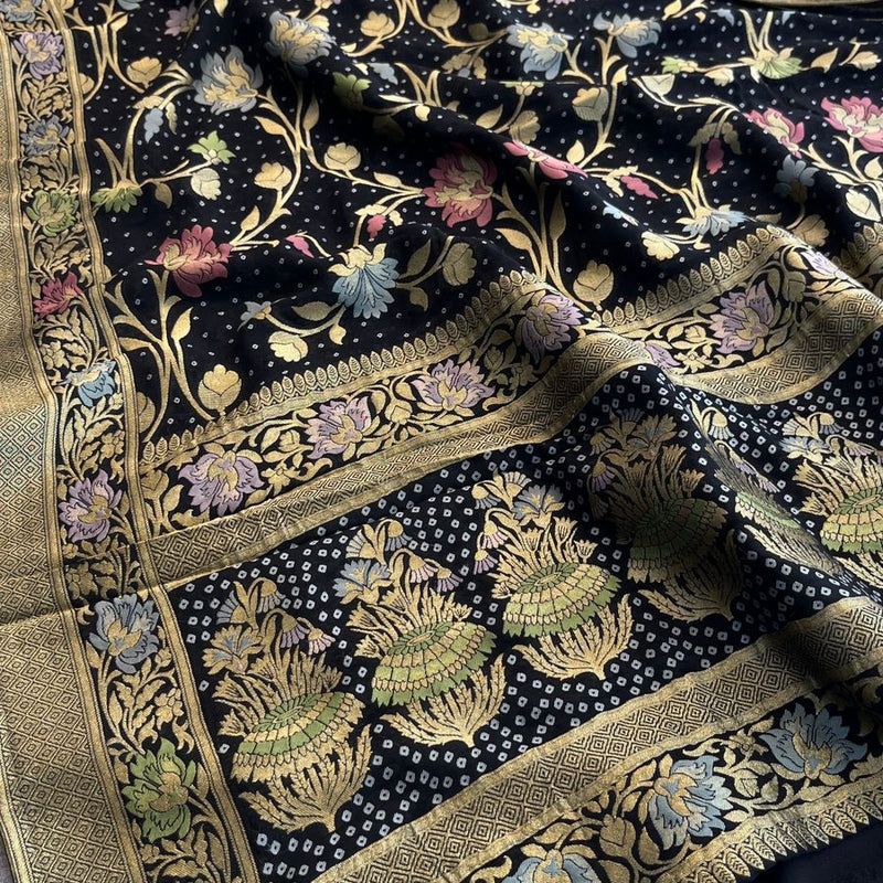 Pure Khaddi Georgette Saree with Meena Banarasi Weaving