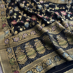 Pure Khaddi Georgette Saree with Meena Banarasi Weaving