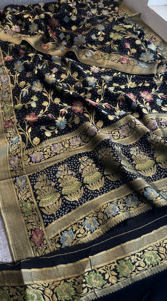 Pure Khaddi Georgette Saree with Meena Banarasi Weaving