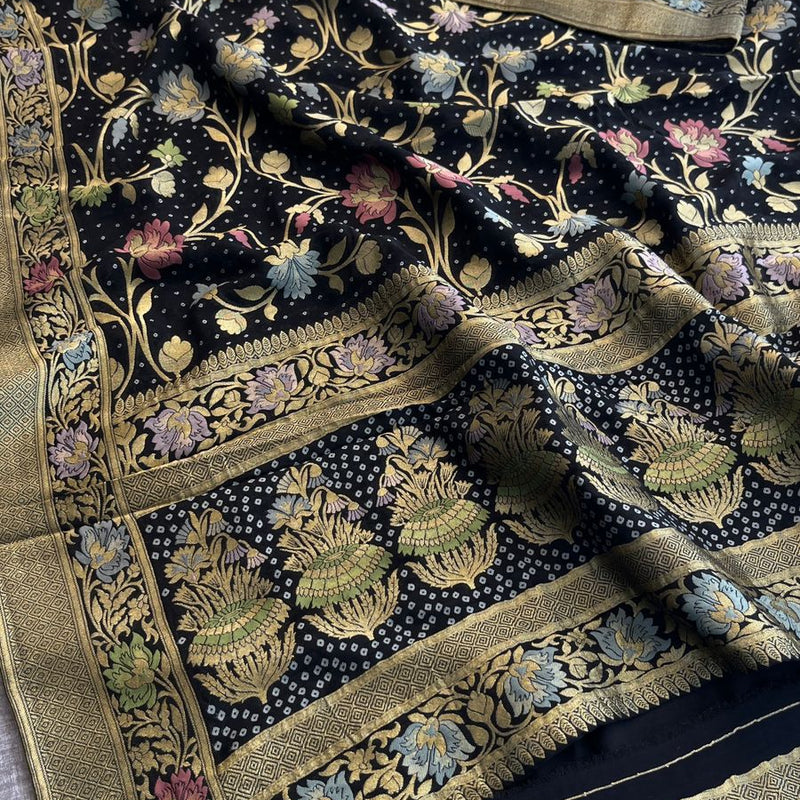 Pure Khaddi Georgette Saree with Meena Banarasi Weaving