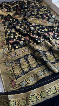 Pure Khaddi Georgette Saree with Meena Banarasi Weaving