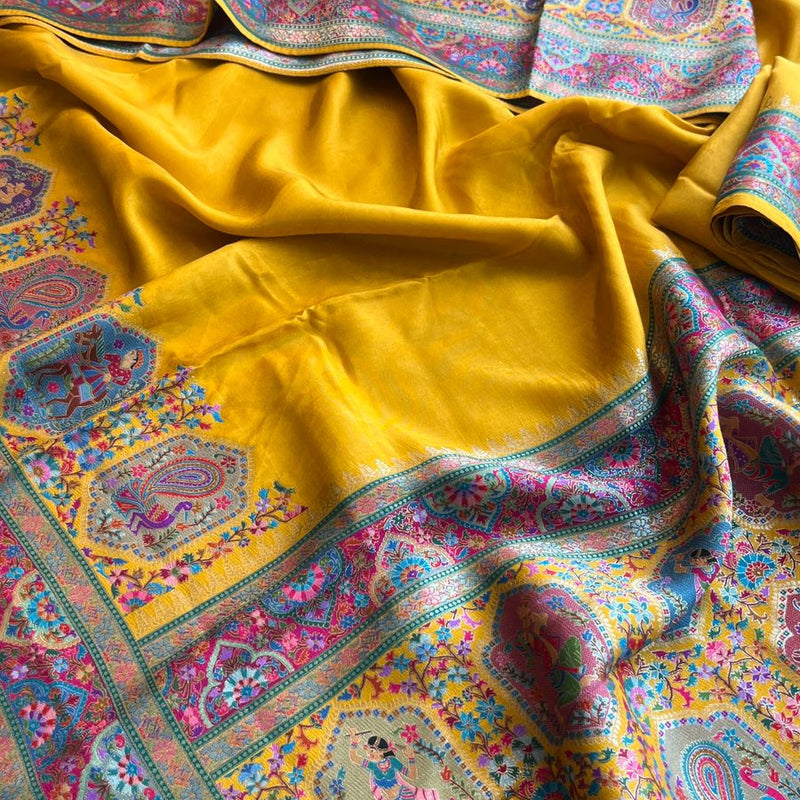 Pure Munga Tussar Silk Saree with Meena Banarasi Weaving