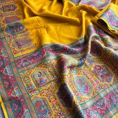 Pure Munga Tussar Silk Saree with Meena Banarasi Weaving