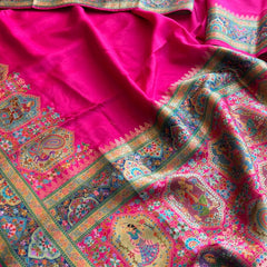 Pure Munga Tussar Silk Saree with Meena Banarasi Weaving