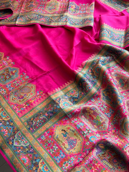 Pure Munga Tussar Silk Saree with Meena Banarasi Weaving