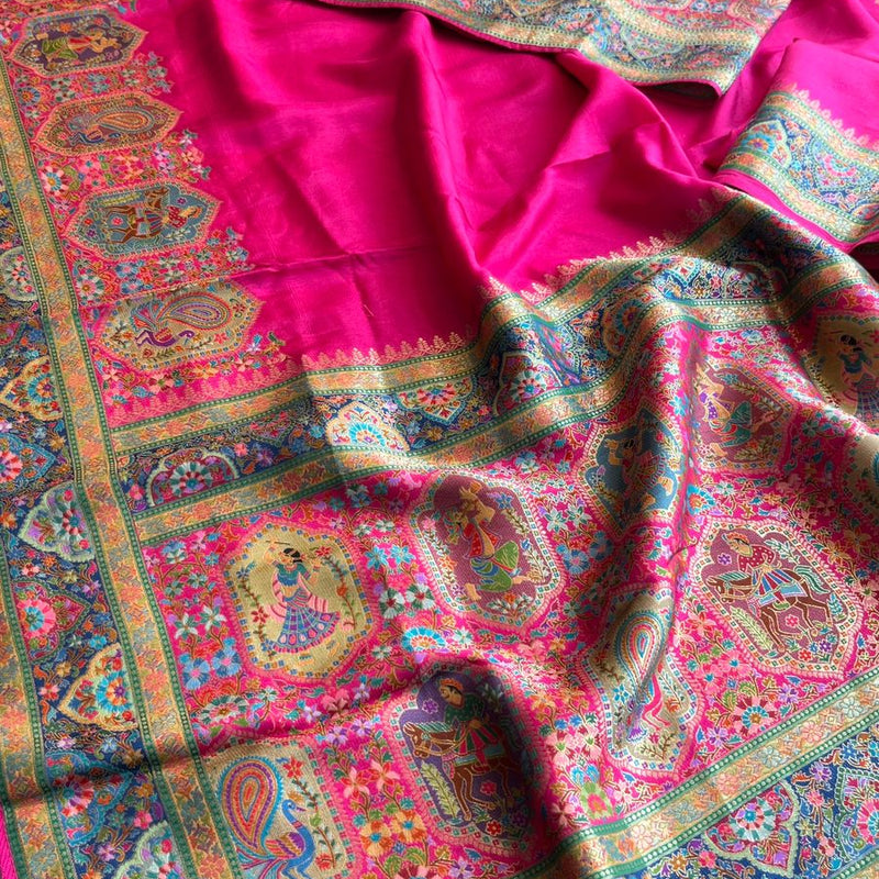 Pure Munga Tussar Silk Saree with Meena Banarasi Weaving