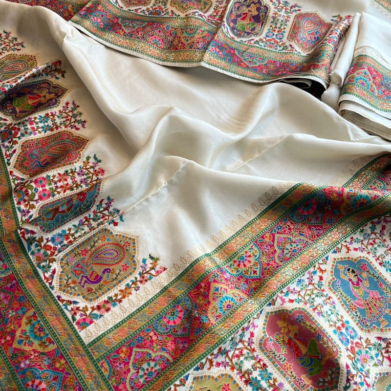 Pure Munga Tussar Silk Saree with Meena Banarasi Weaving