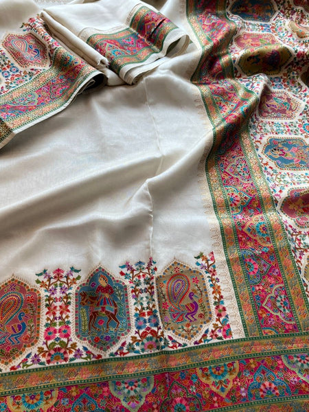 Pure Munga Tussar Silk Saree with Meena Banarasi Weaving