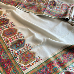 Pure Munga Tussar Silk Saree with Meena Banarasi Weaving