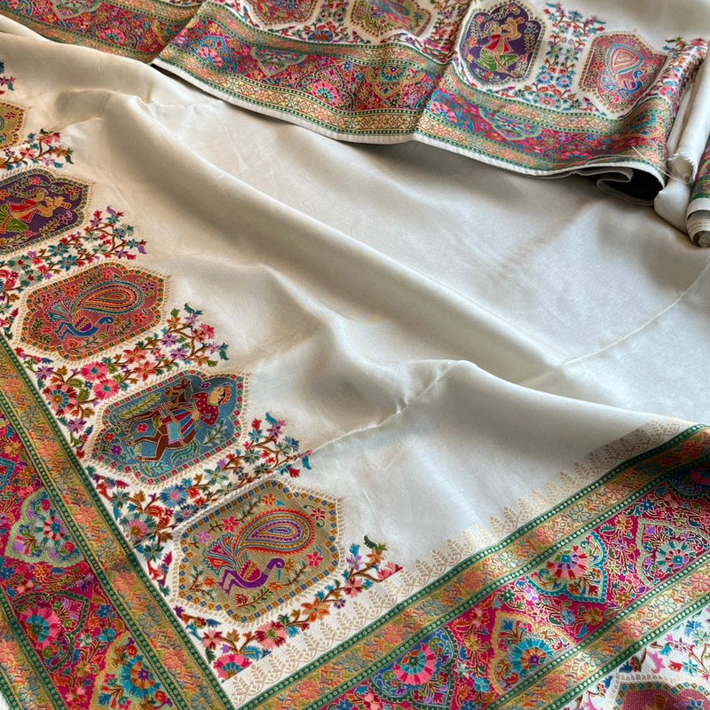 Pure Munga Tussar Silk Saree with Meena Banarasi Weaving