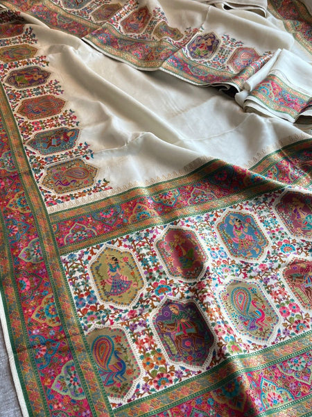 Pure Munga Tussar Silk Saree with Meena Banarasi Weaving