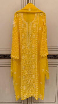 Exquisite Mul Chanderi Kurta Dupatta Set with Pearl & Sequin Detailing
