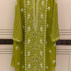 Exquisite Mul Chanderi Kurta Dupatta Set with Pearl & Sequin Detailing