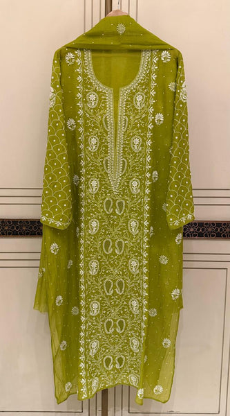 Exquisite Mul Chanderi Kurta Dupatta Set with Pearl & Sequin Detailing